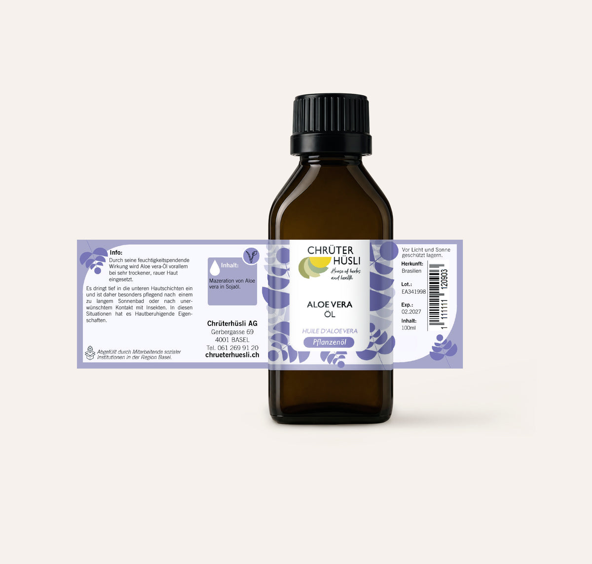 Aloe Vera Öl-etikette