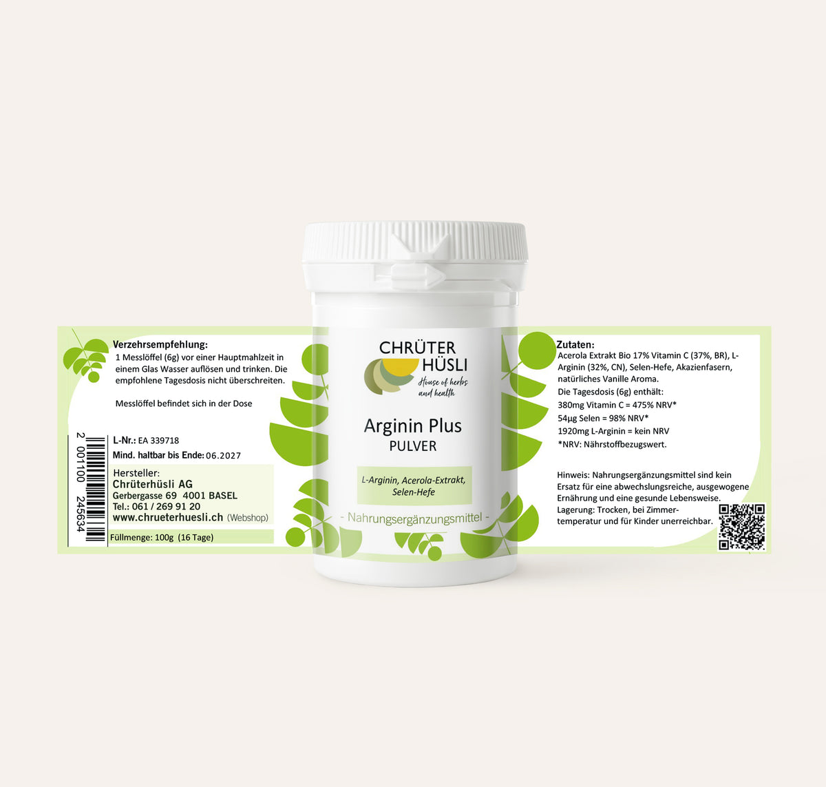 Arginin Plus-etikette