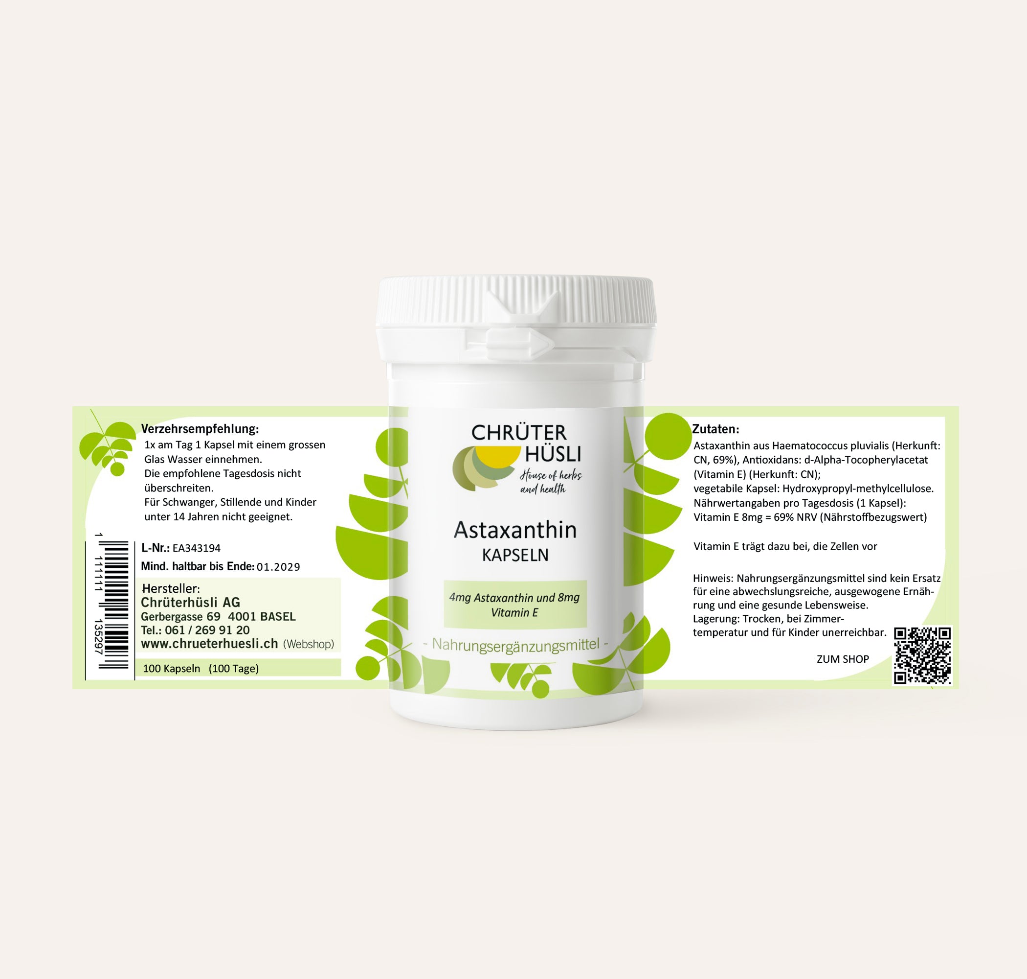 Astaxanthin Kapseln-etikette