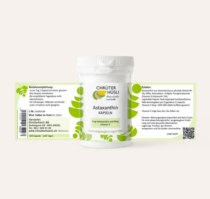 Astaxanthin Kapseln-etikette