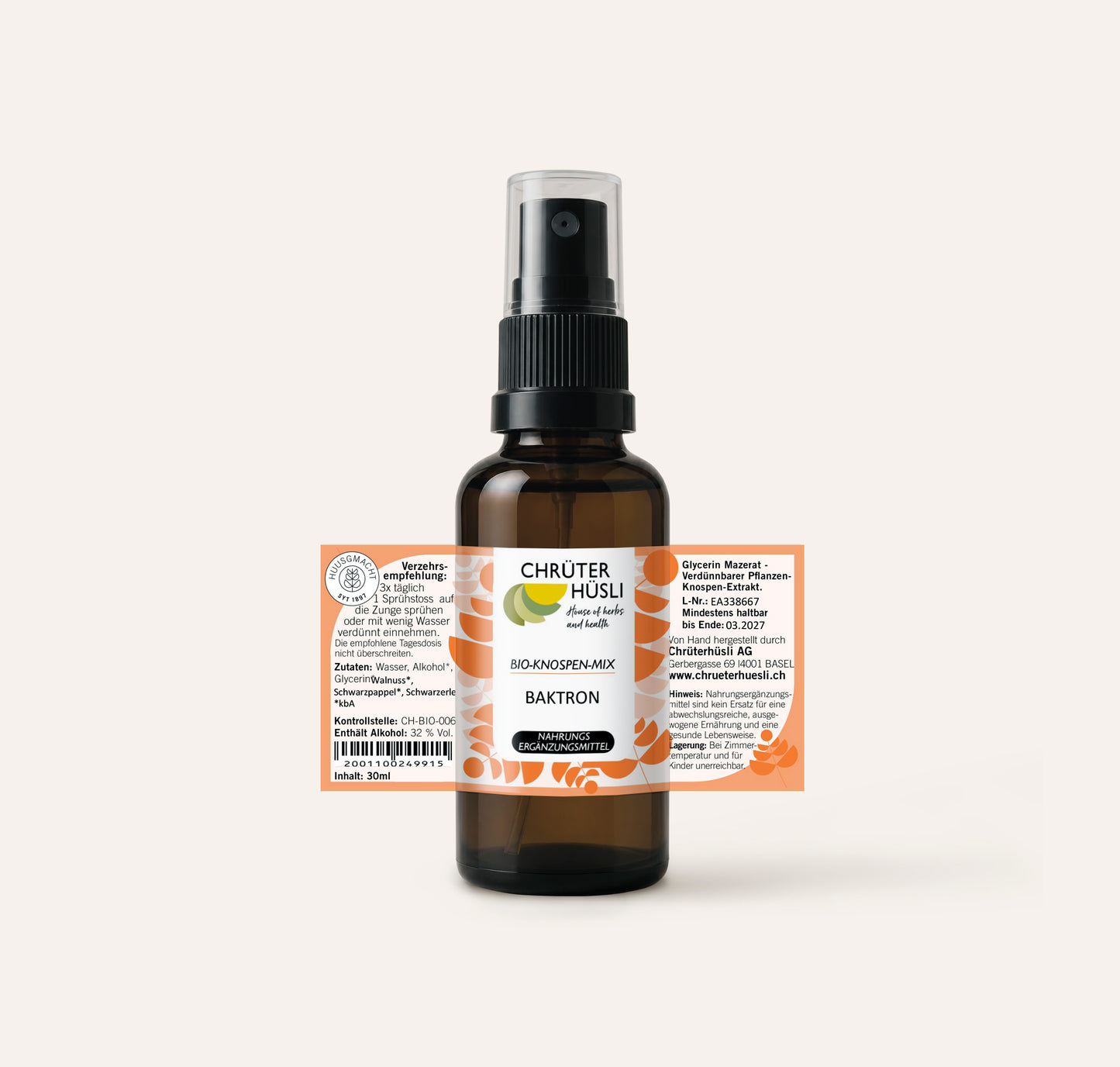 Baktron Mix Glycerinmazerat-etikette