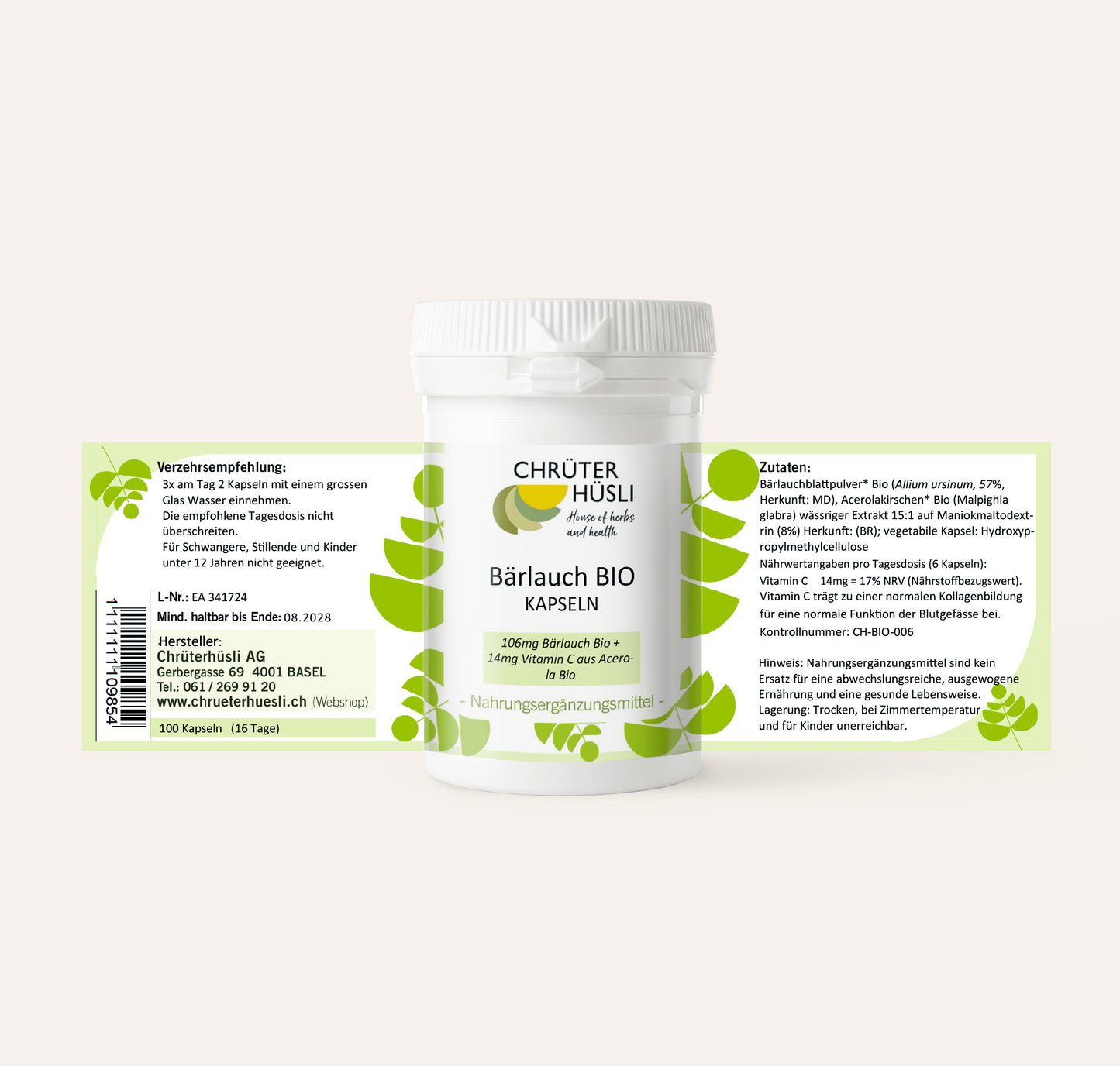 Bärlauch Kapseln Bio-etikette