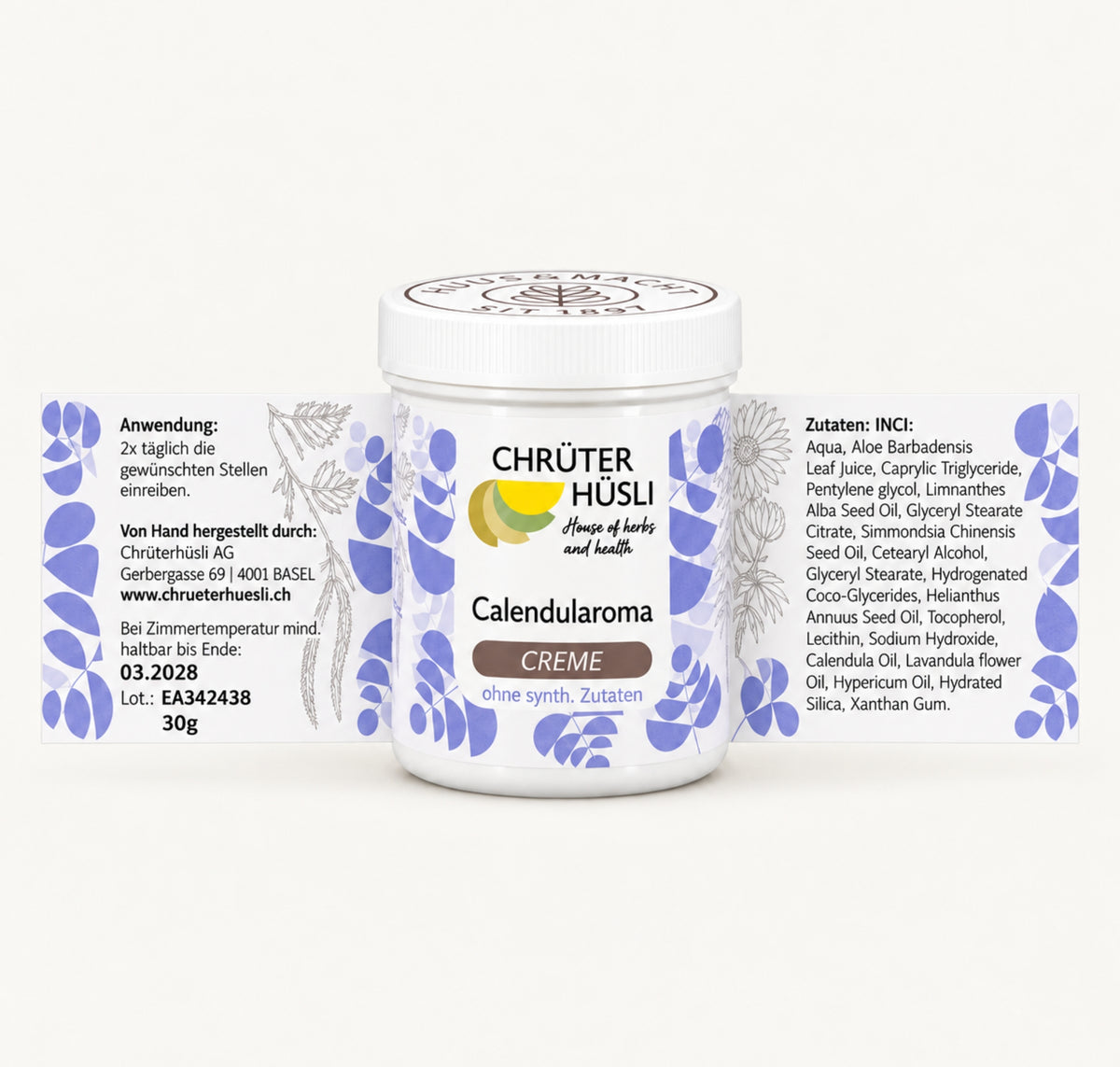 Calendularoma Creme-etikette