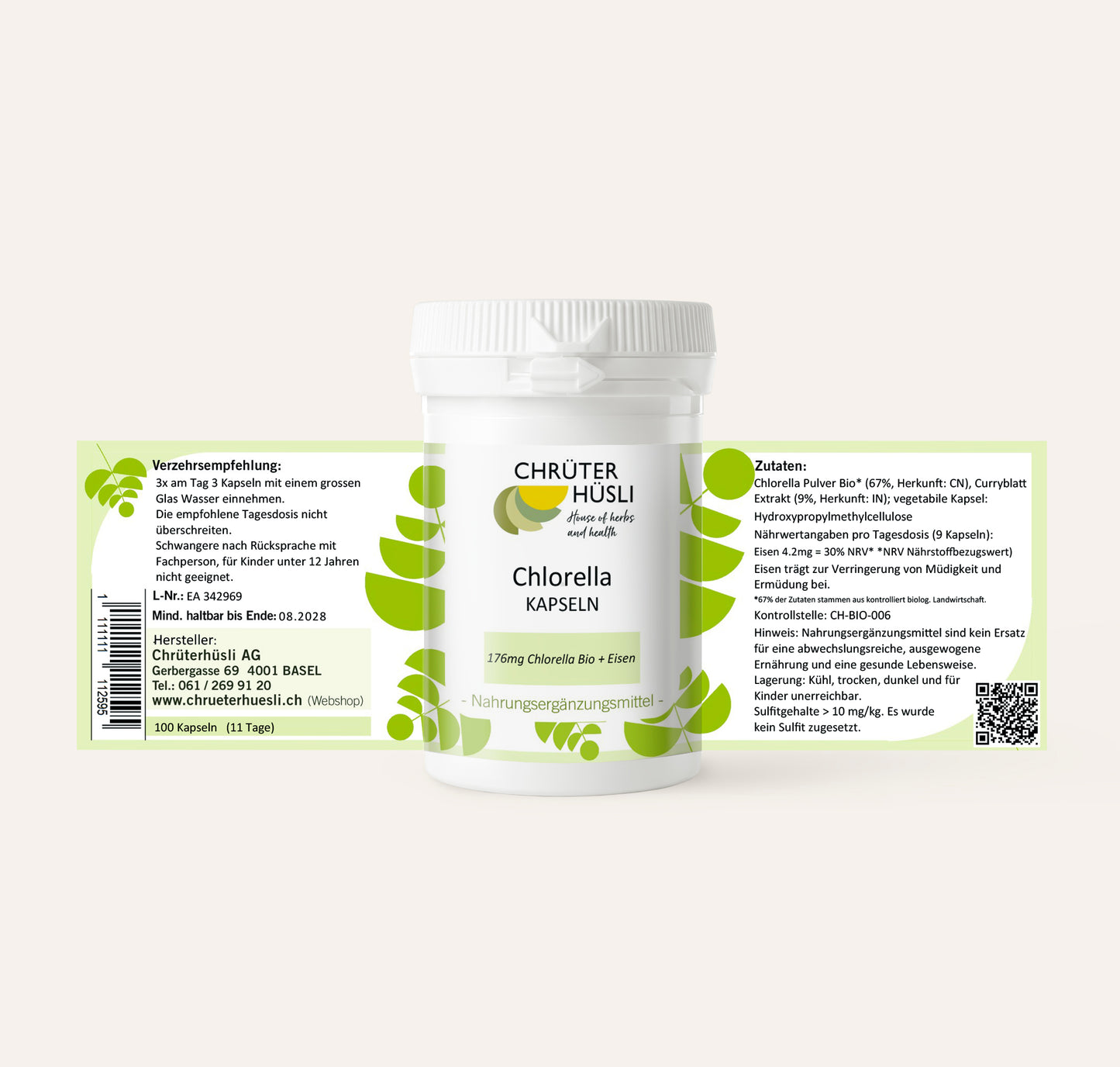 Chlorella Kapseln-etikette