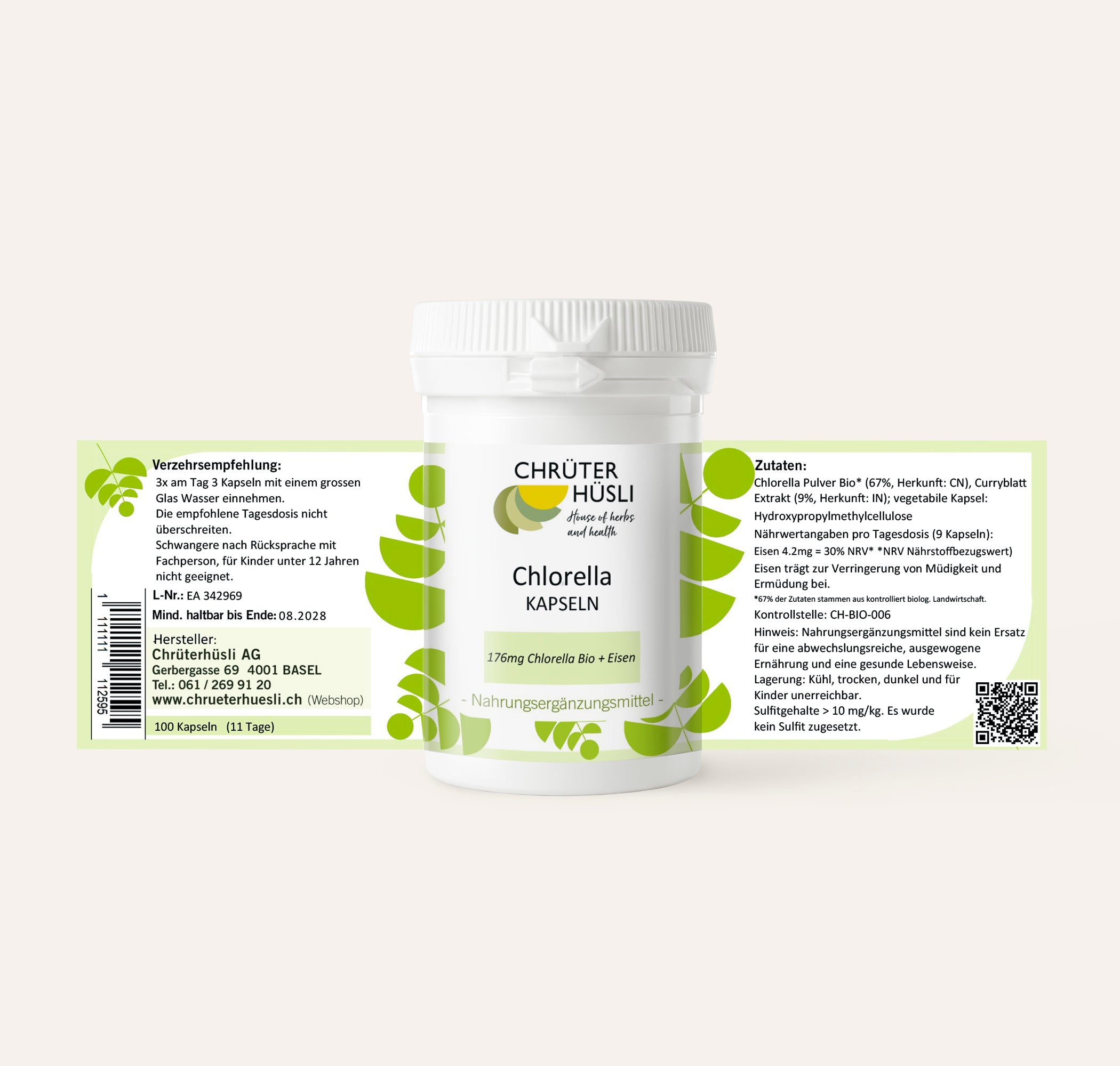 Chlorella Kapseln-etikette