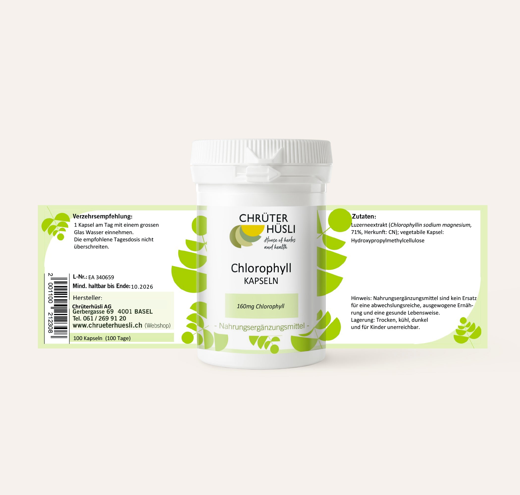 Chlorophyll Kapseln-etikette