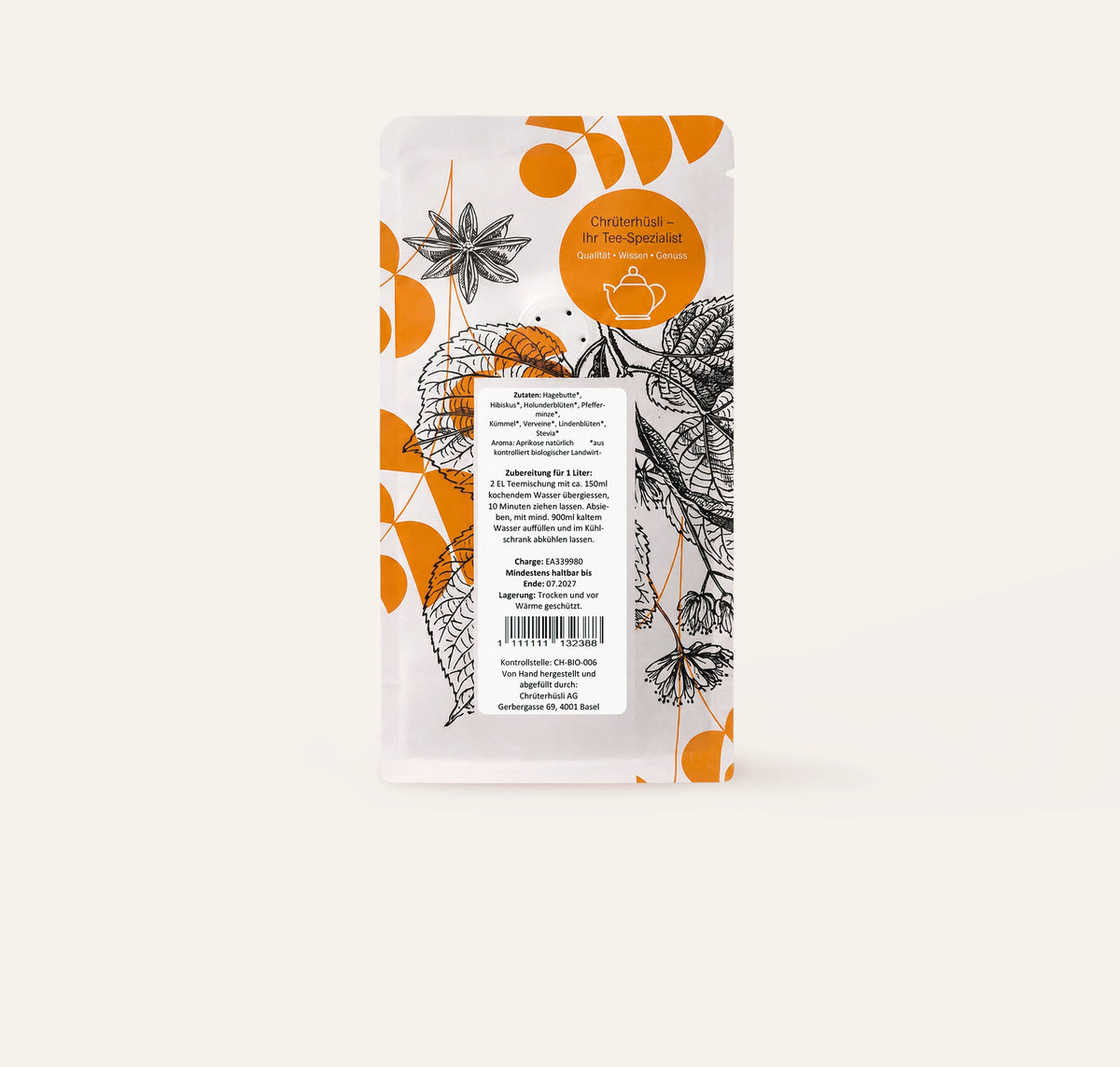 Eistee Zisch (Kräutertee) mit Stevia Bio-etikette