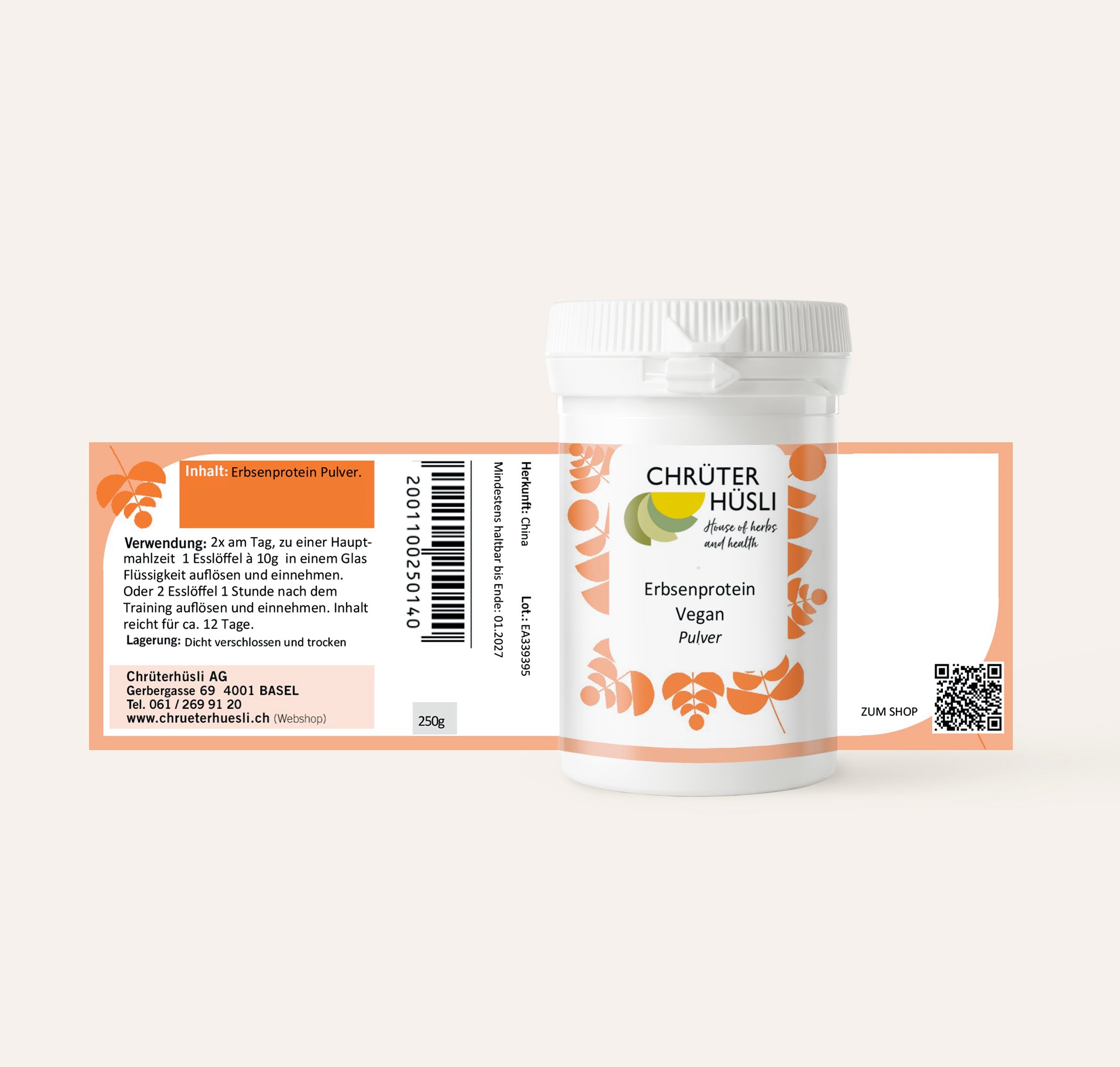 Erbsenprotein Pulver-etikette