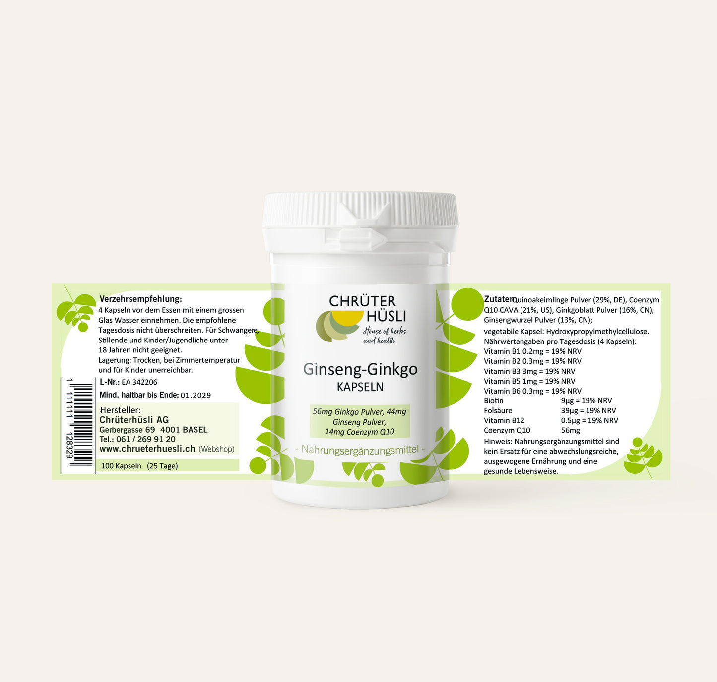 Ginseng-Ginkgo Kapseln-etikette