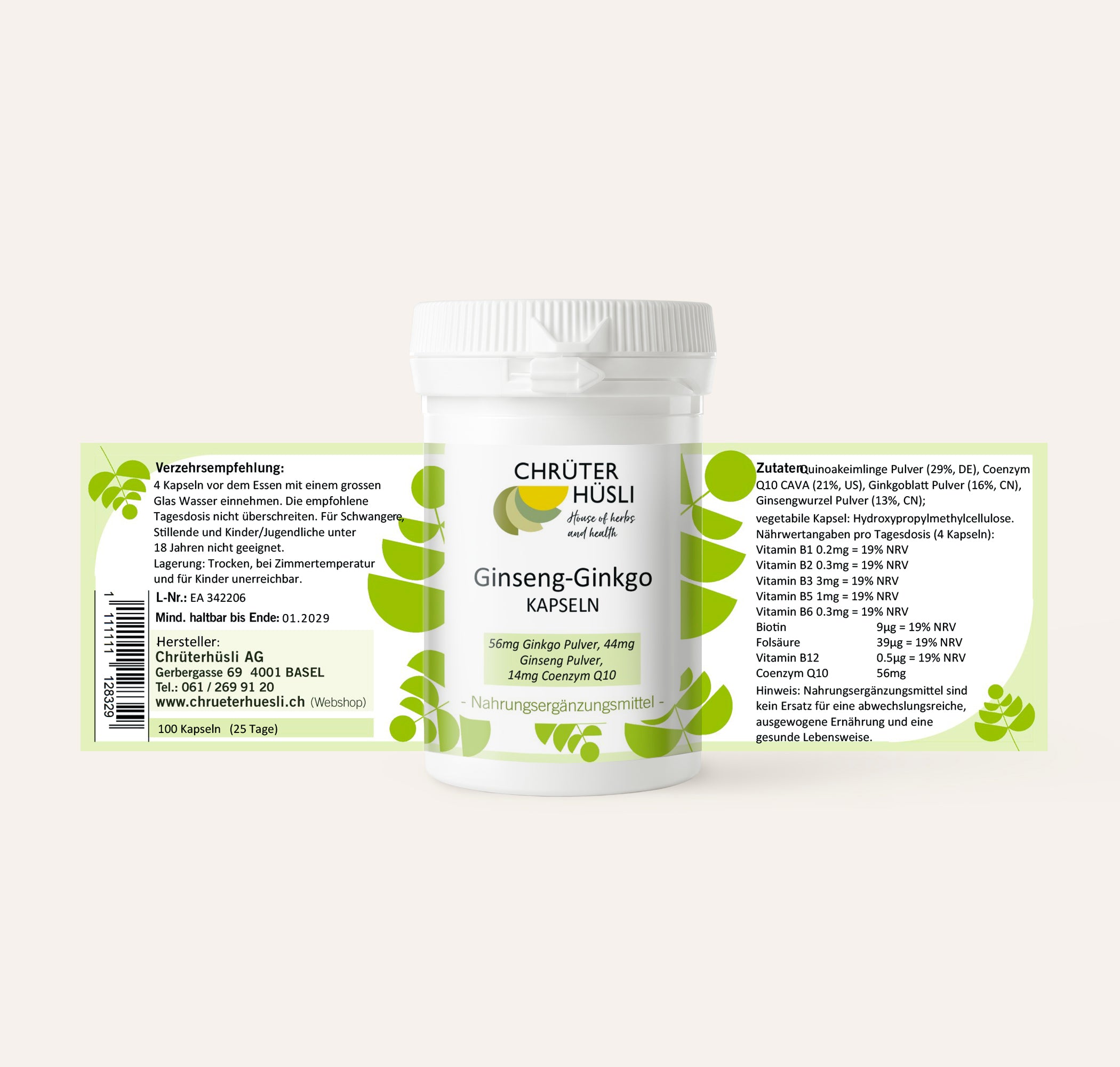 Ginseng-Ginkgo Kapseln-etikette