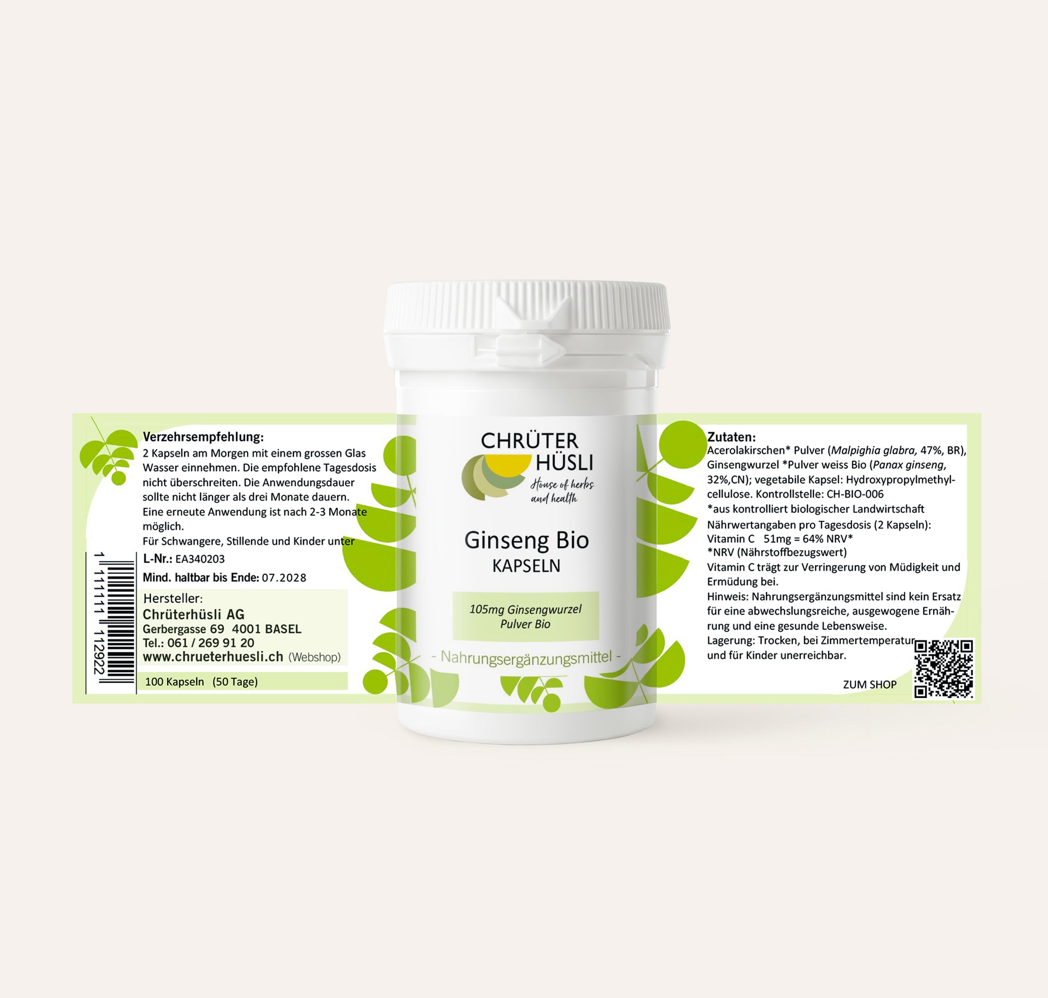 Ginseng Kapseln Bio-etikette