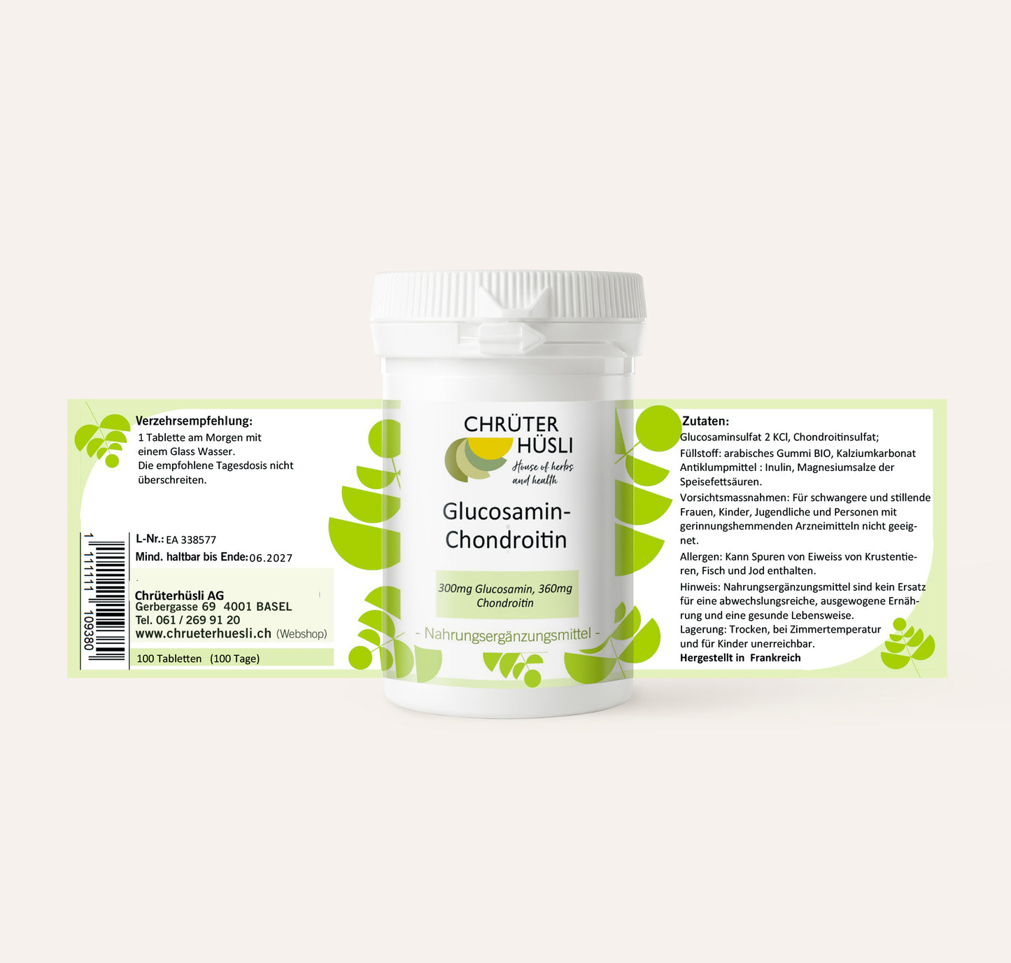 Glucosamin Chondroitin Tabletten-etikette