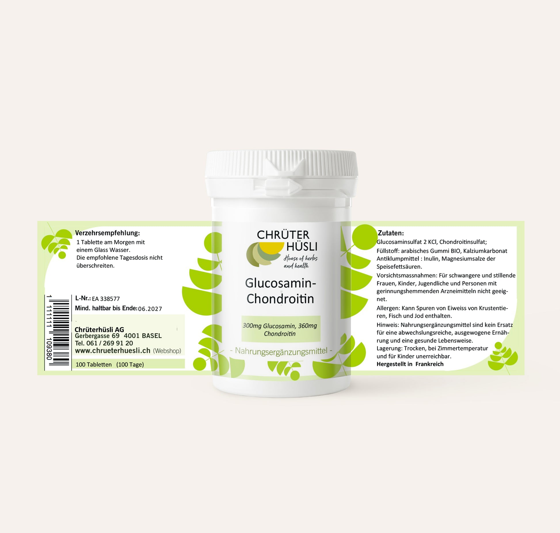 Glucosamin Chondroitin Tabletten-etikette