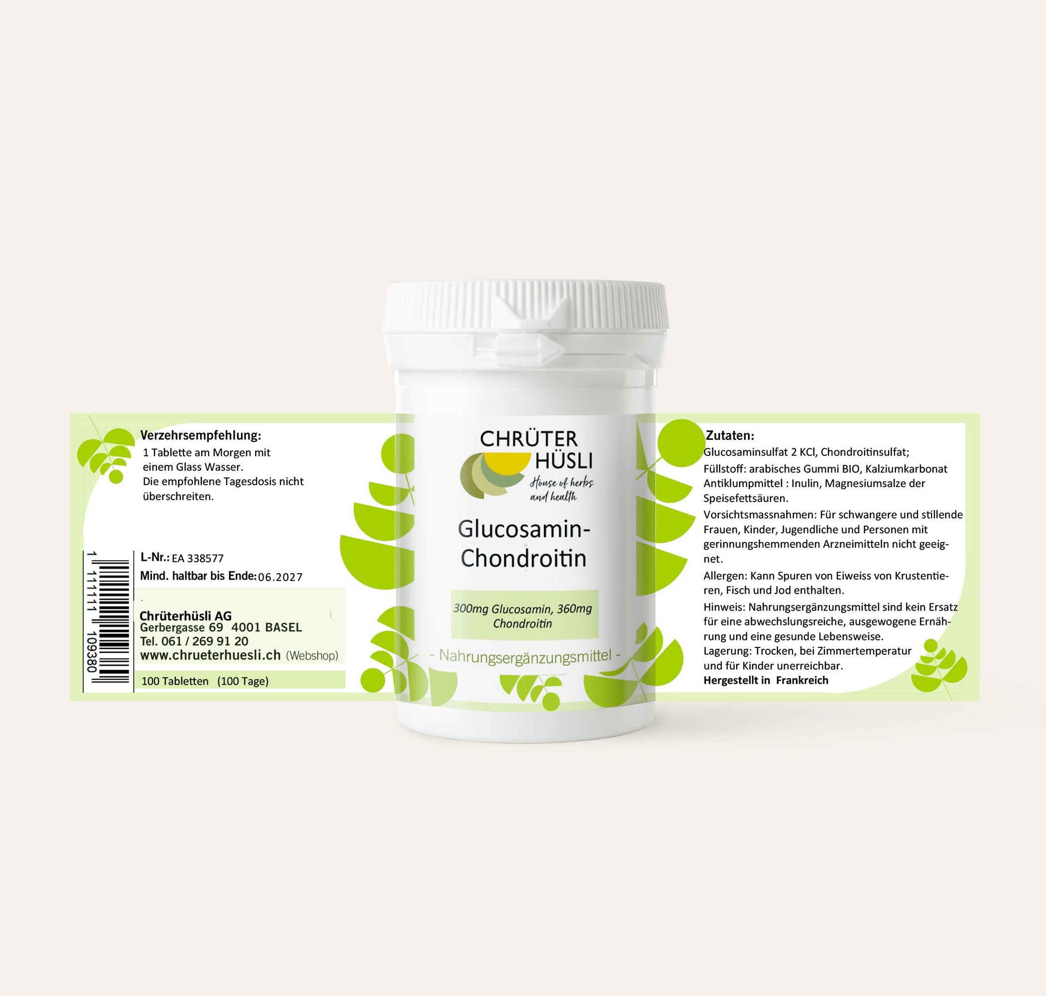 Glucosamin Chondroitin Tabletten-etikette