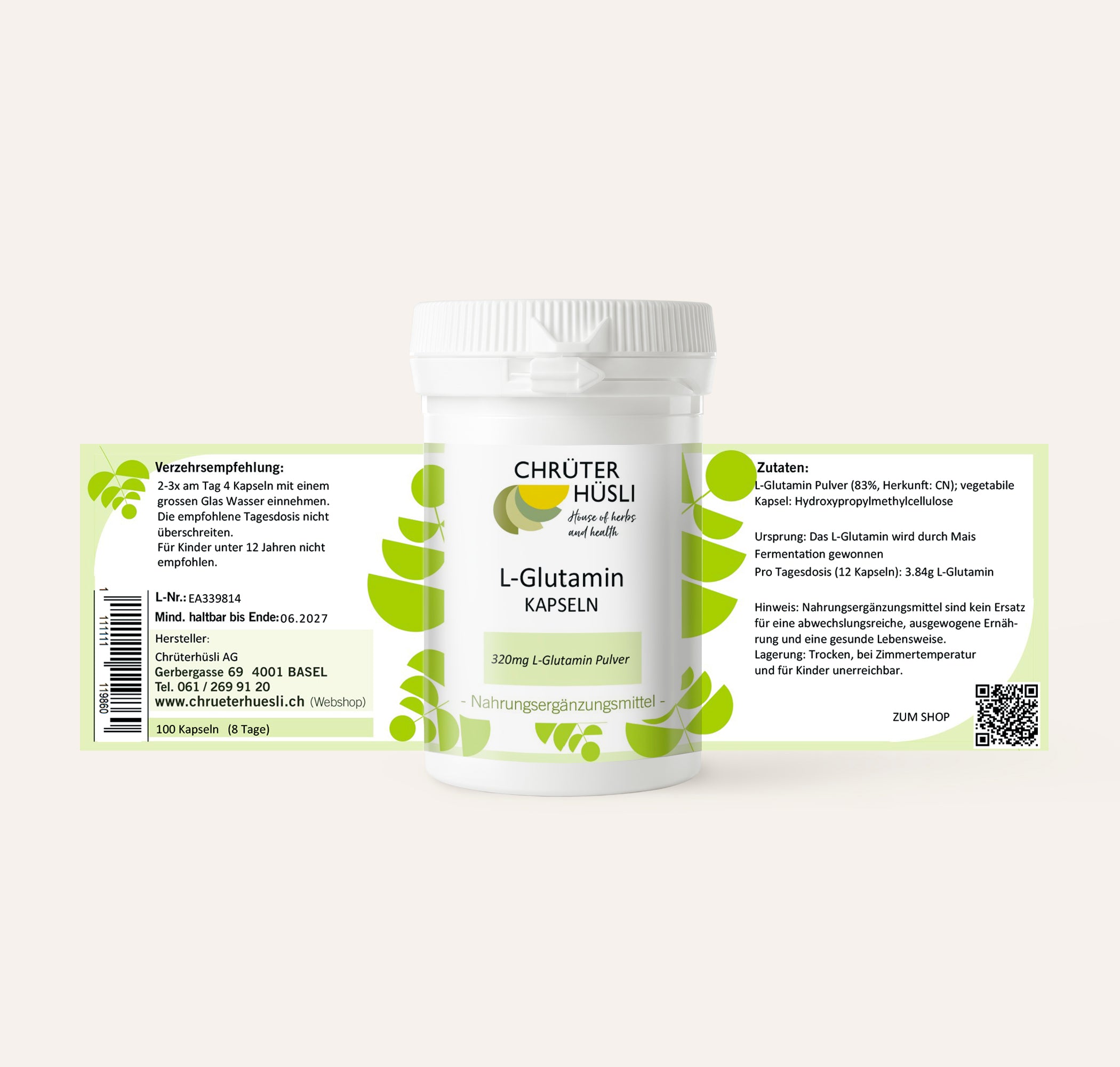 Glutamin Kapseln-etikette