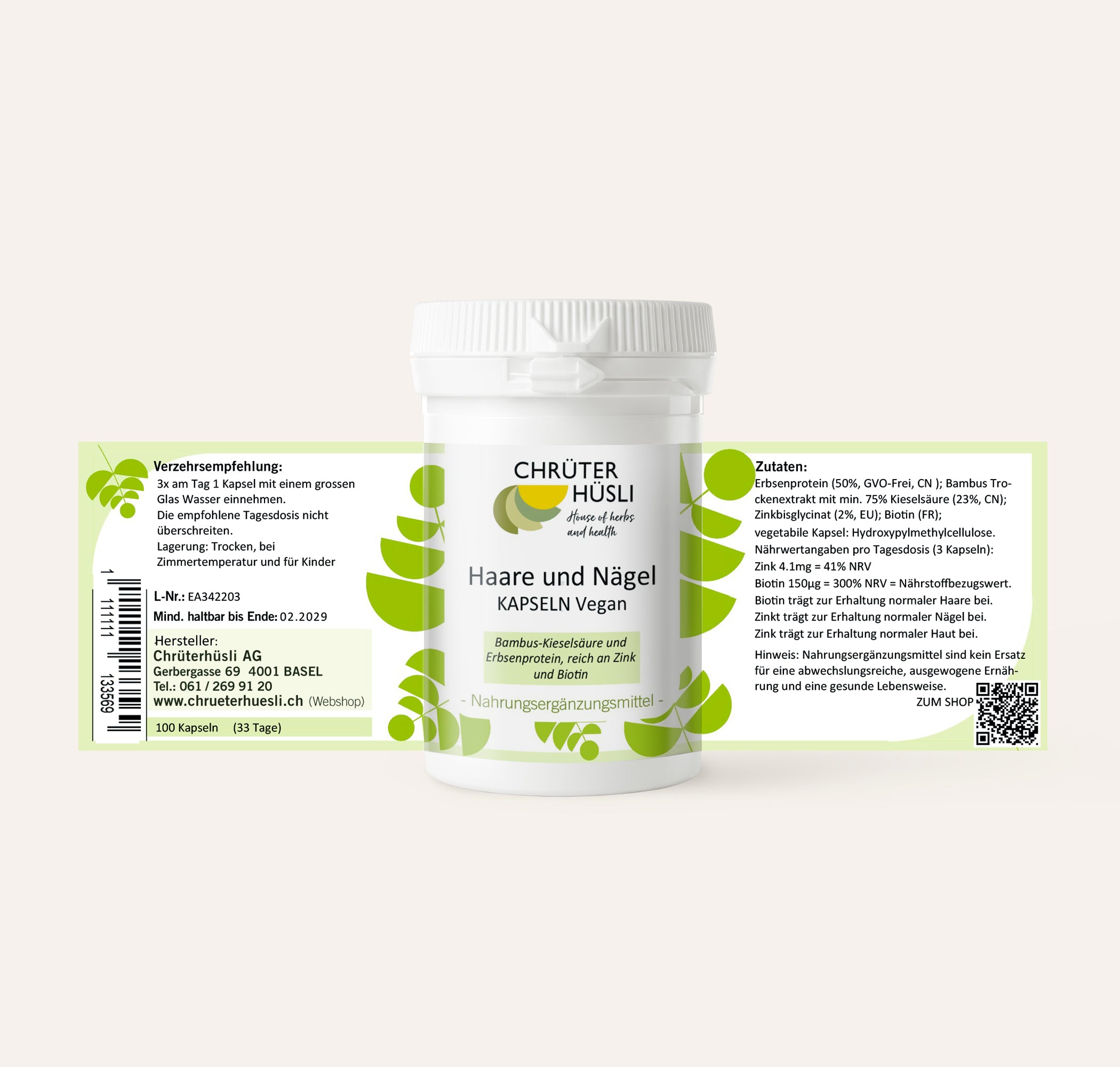Haare und Nägel Vegan Kapseln-etikette