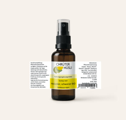 Holunder schwarzer Glycerinmazerat-etikette