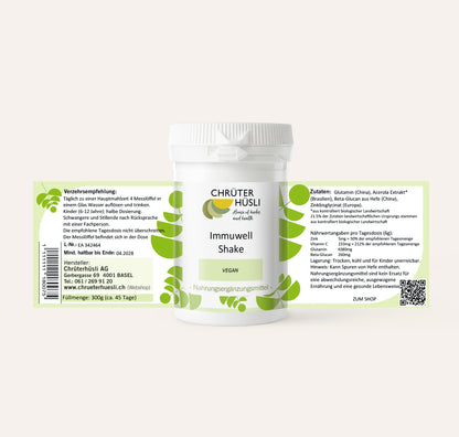 Immuwell Shake Pulver-etikette