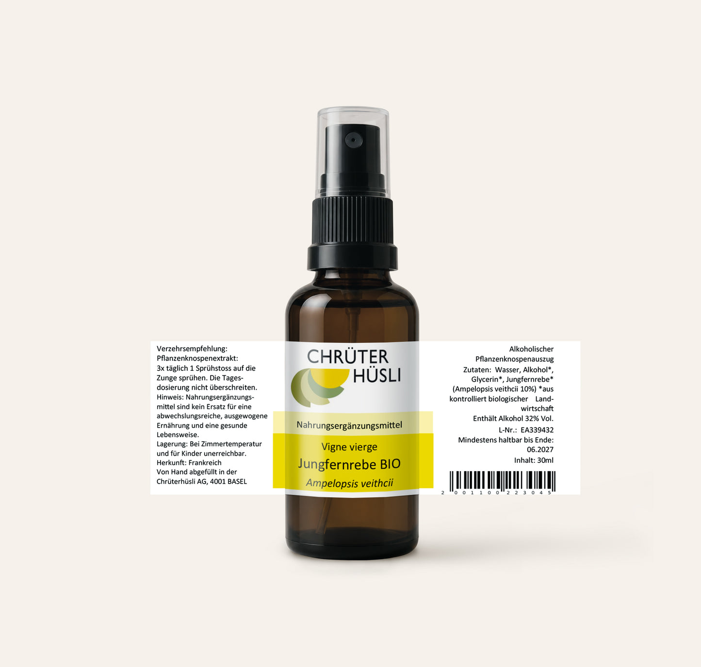 Jungfernrebe Glycerinmazerat-etikette