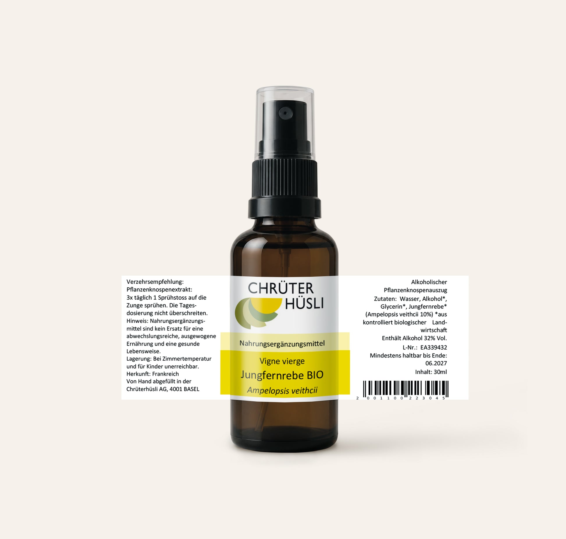 Jungfernrebe Glycerinmazerat-etikette