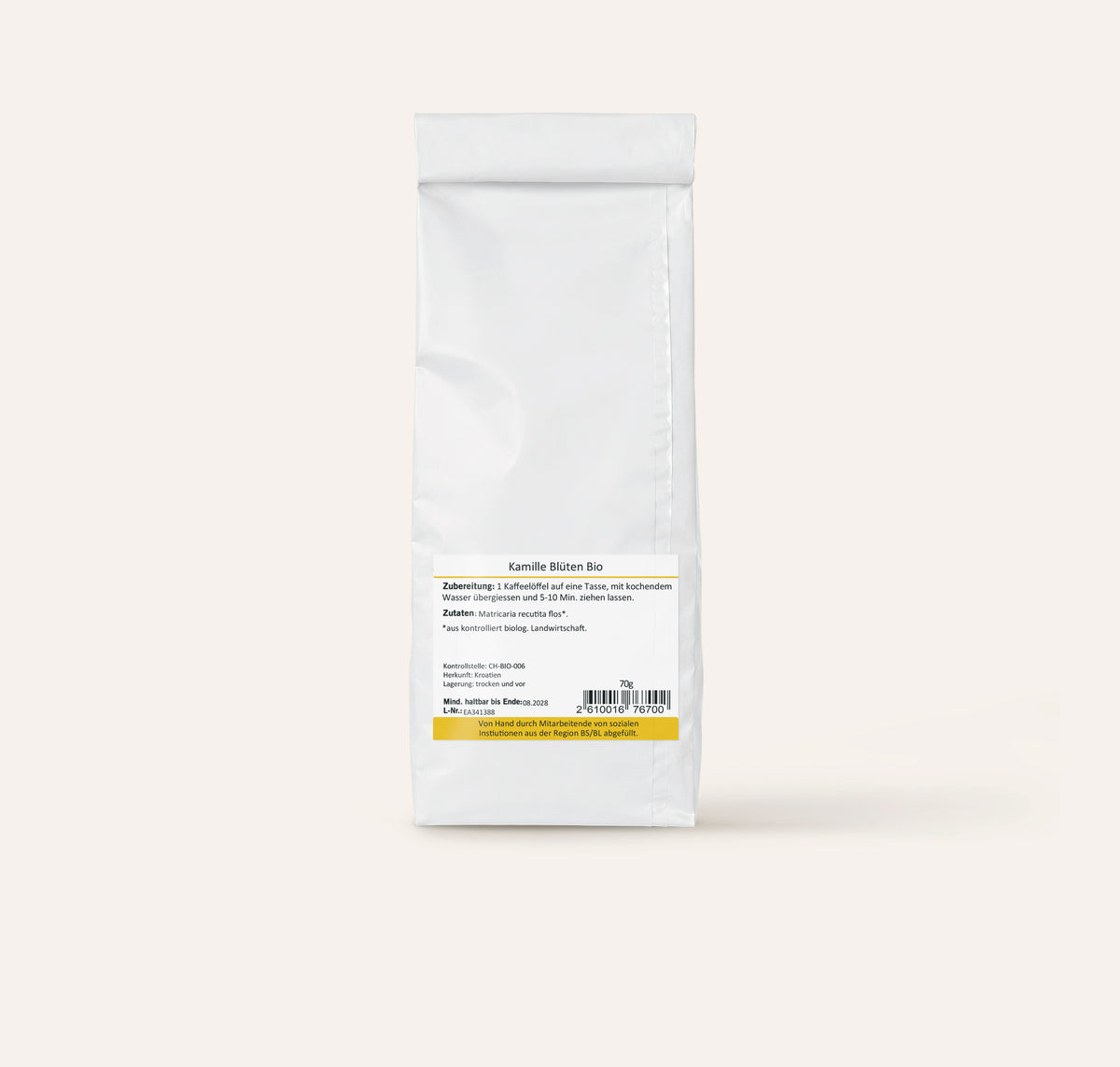 Kamilleblüten Tee-etikette
