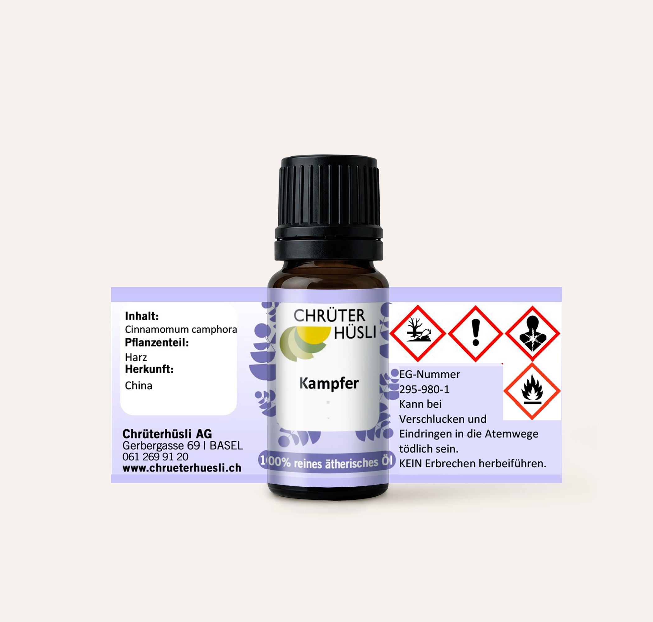 Kampfer Öl-etikette
