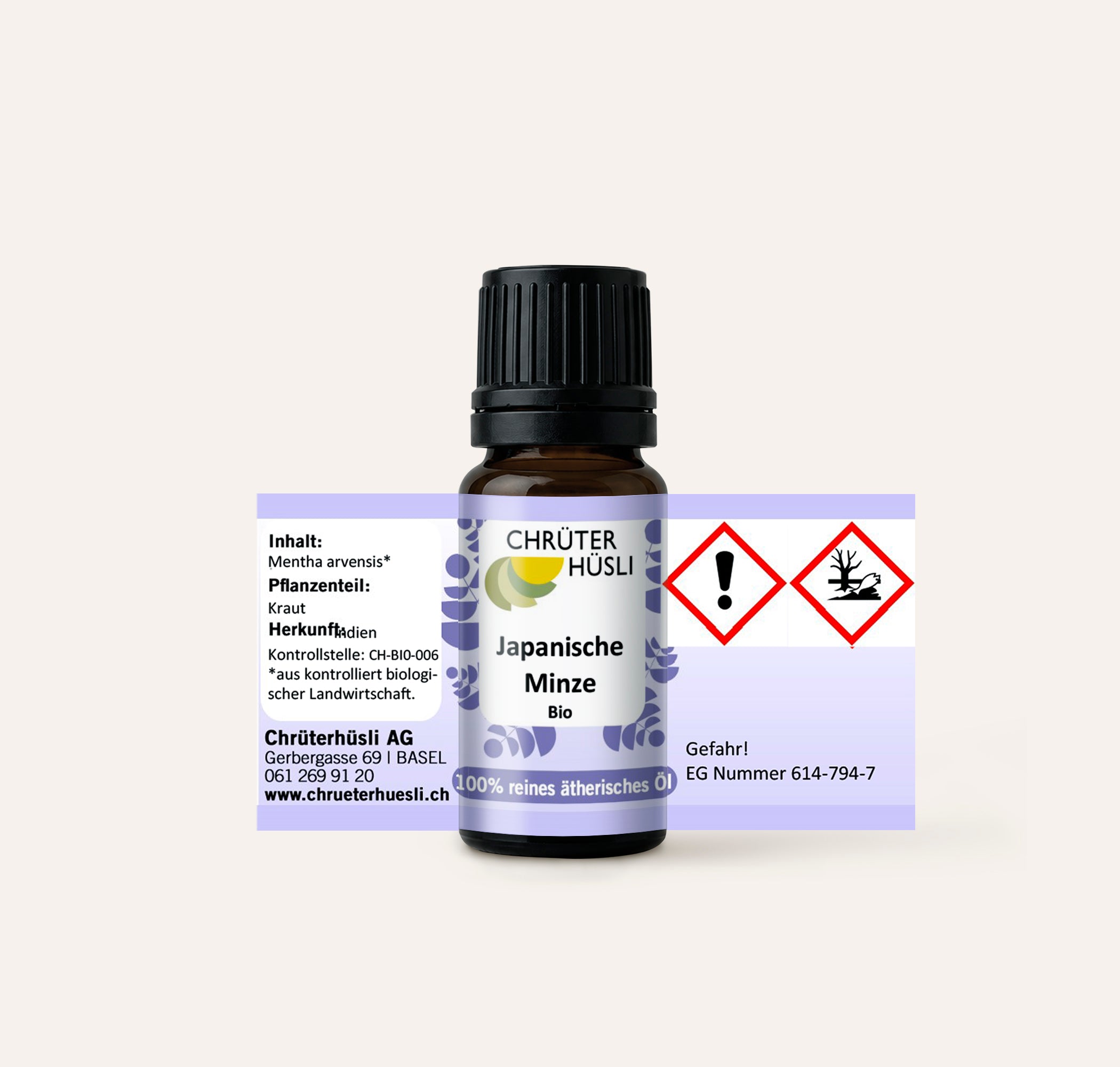 Minze japanisch Öl-etikette