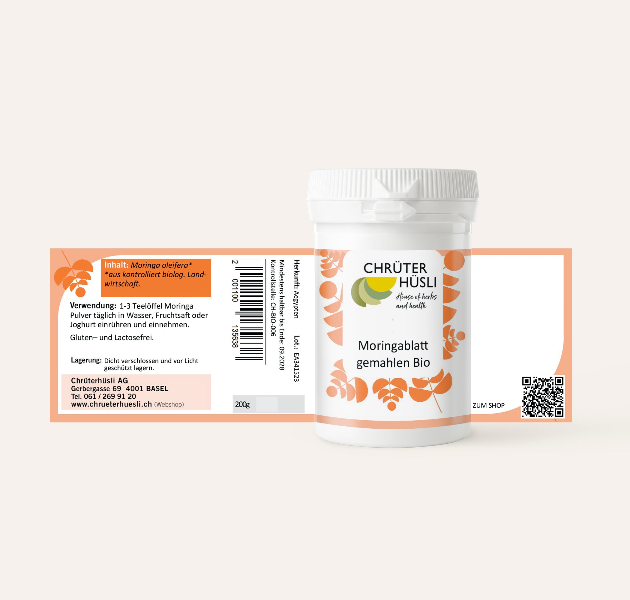 Moringa Pulver-etikette
