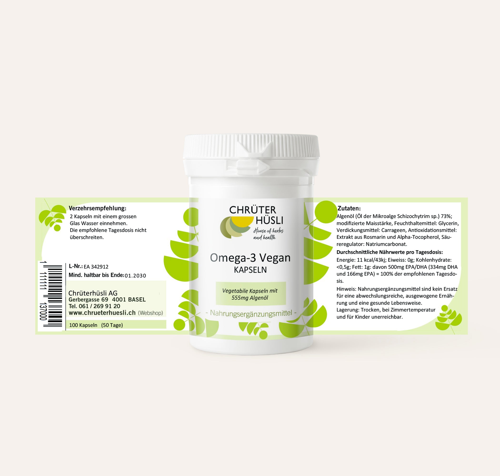 Omega 3 Kapseln Vegan-etikette