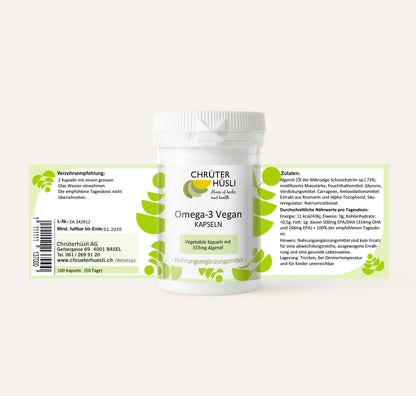 Omega 3 Kapseln Vegan-etikette