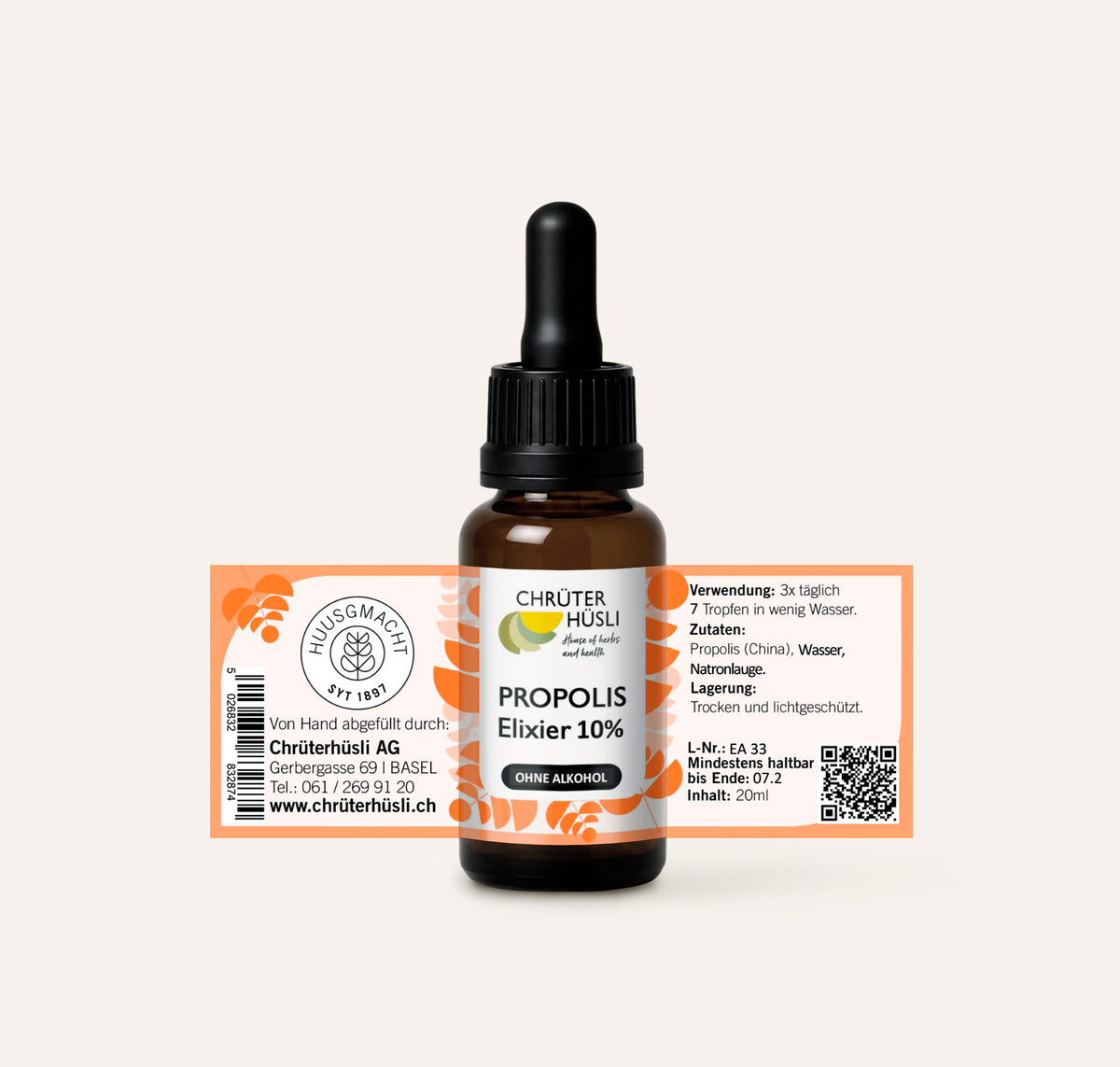 Propolis Elixier (Alkoholfrei)-etikette
