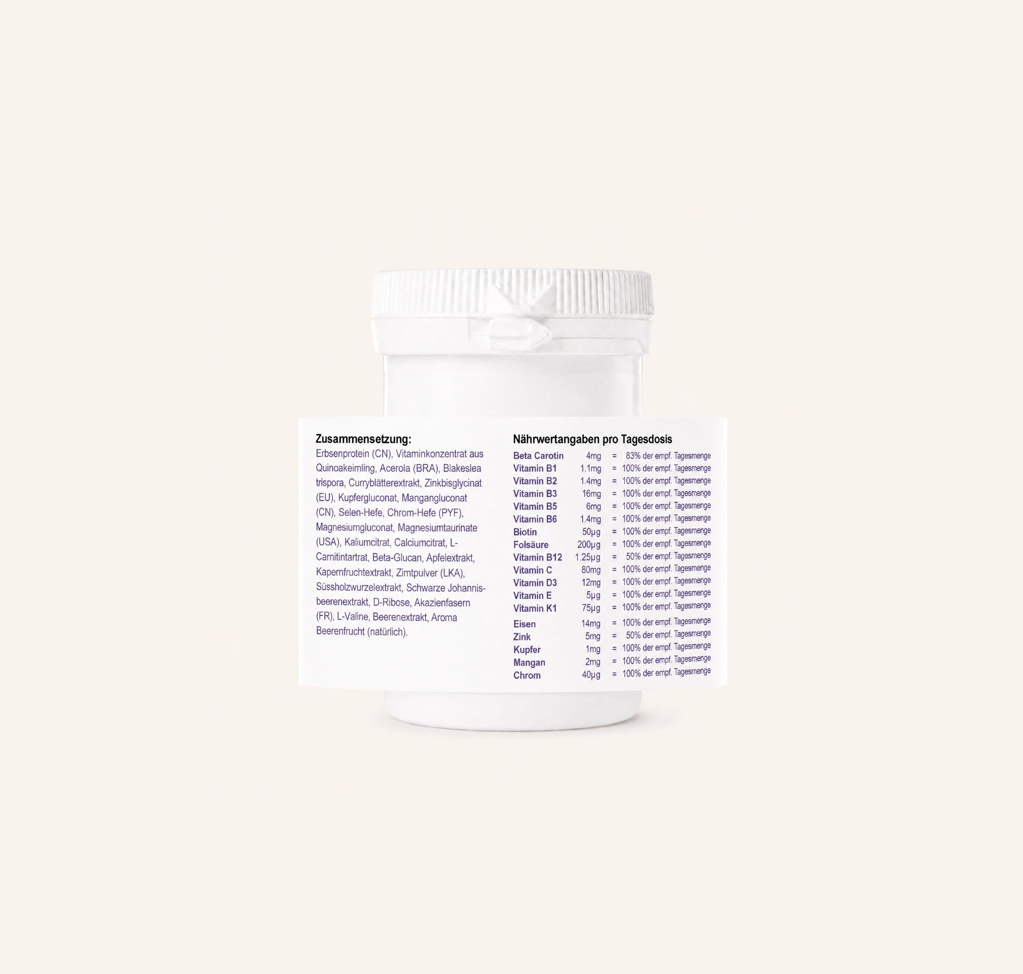 Protein Pulver (Vegetarisch)-etikette