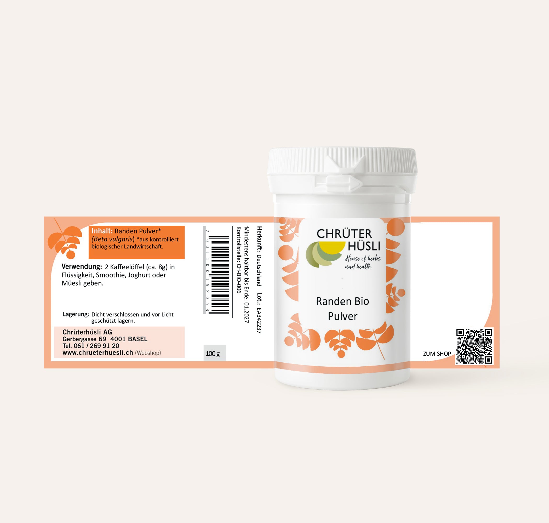 Randen Bio Pulver-etikette