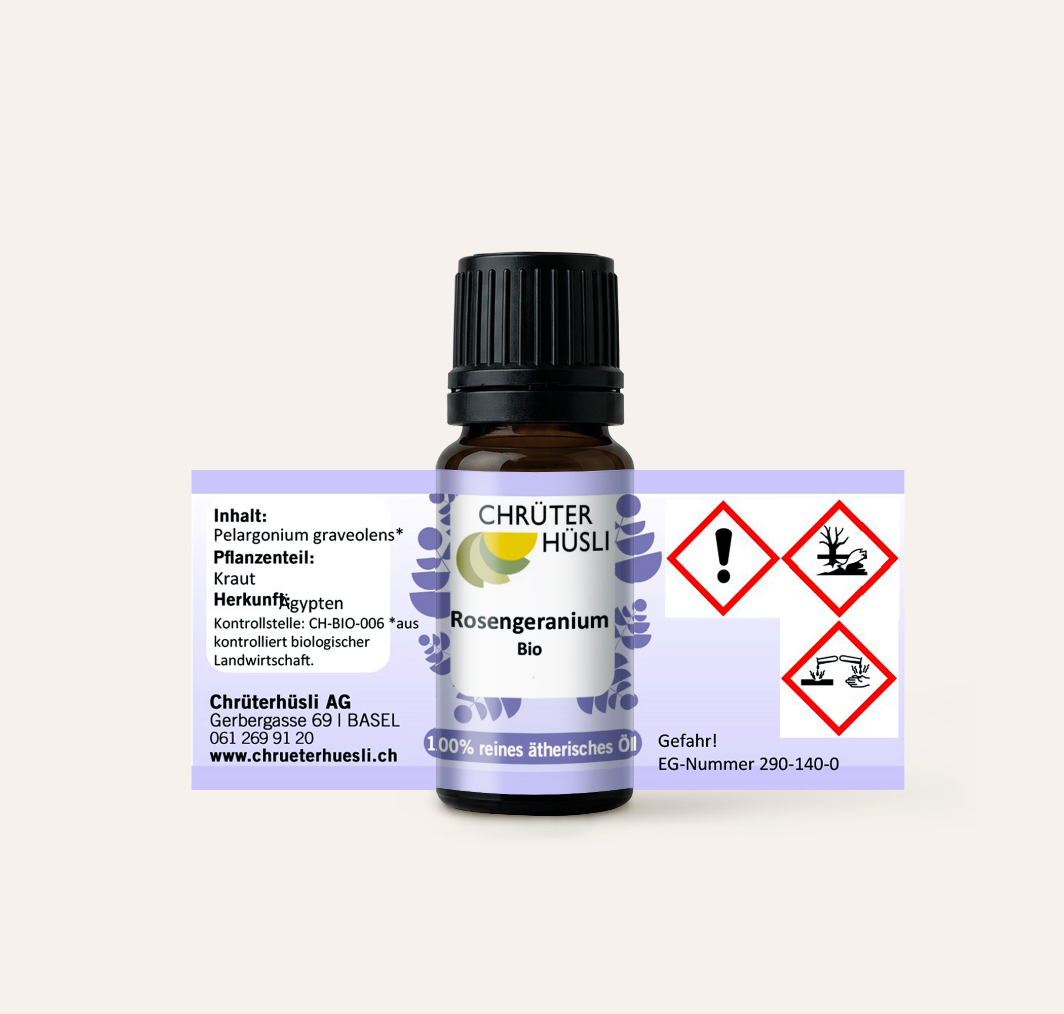 Rosengeranium Öl-etikette