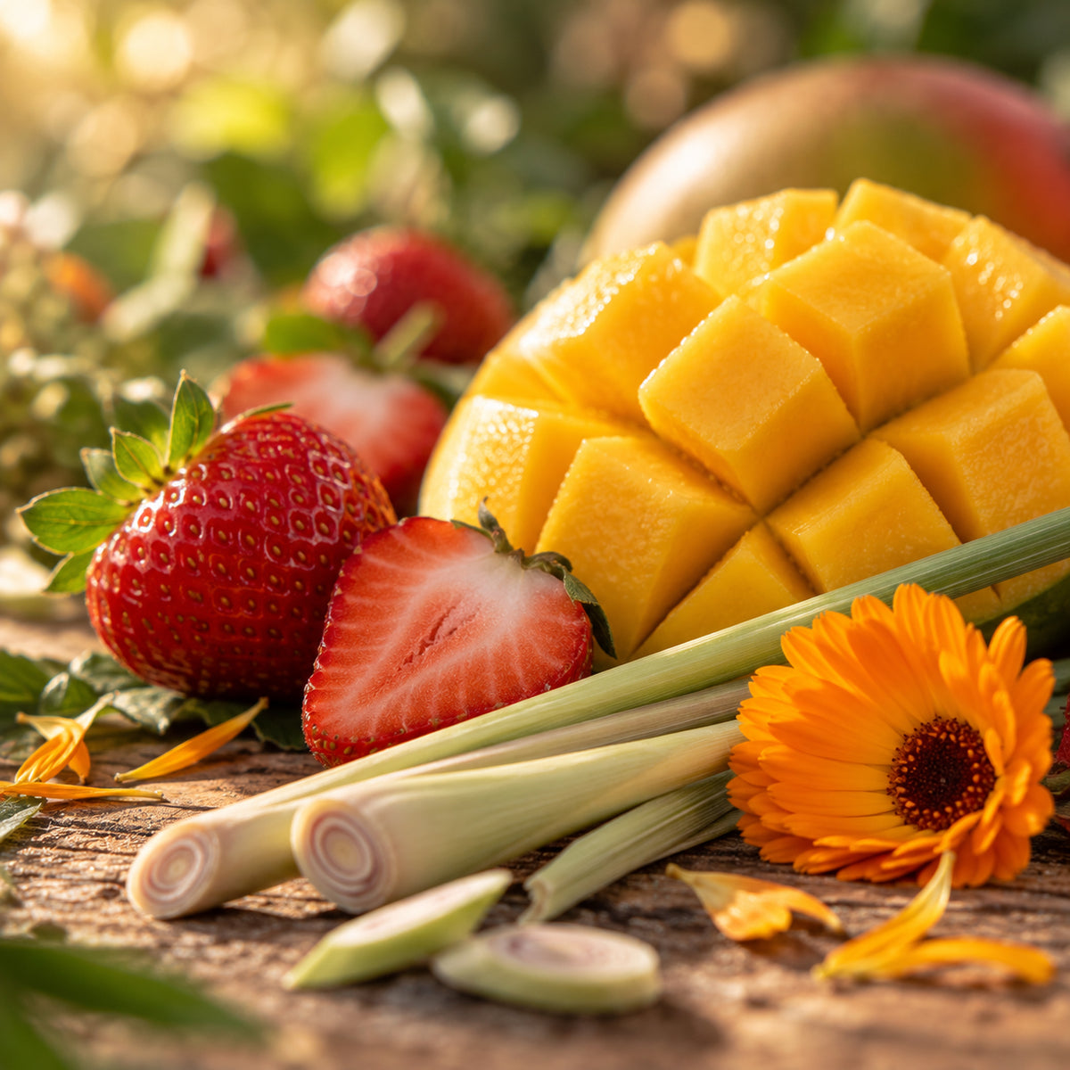 Rotbusch Mango-Erdbeer Tee-zutaten