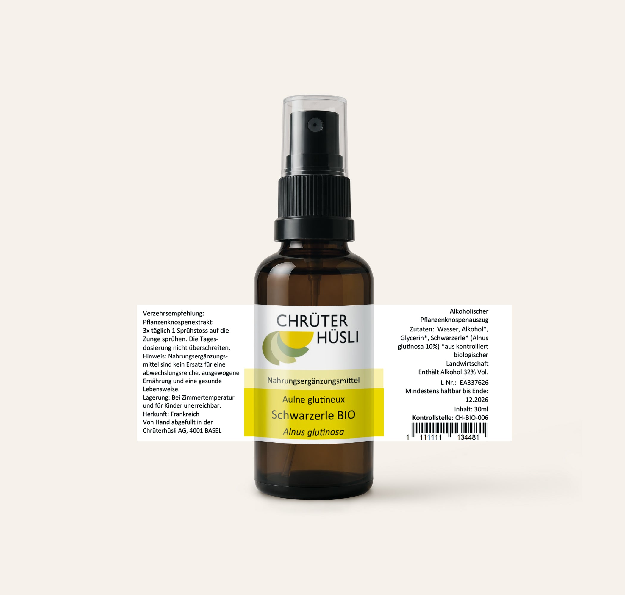 Schwarzerle Glycerinmazerat-etikette