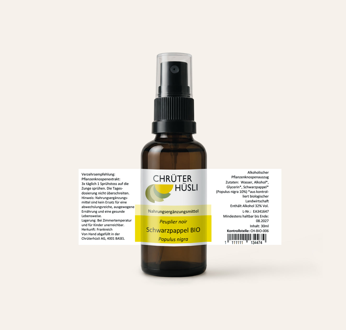 Schwarzpappel Glycerinmazerat-etikette