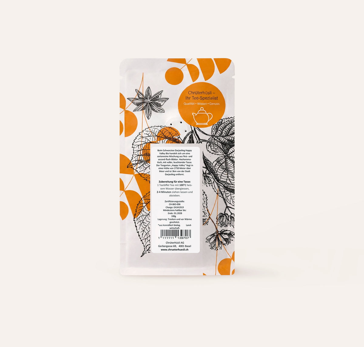 Schwarztee Darjeeling Happy Valley Bio-etikette