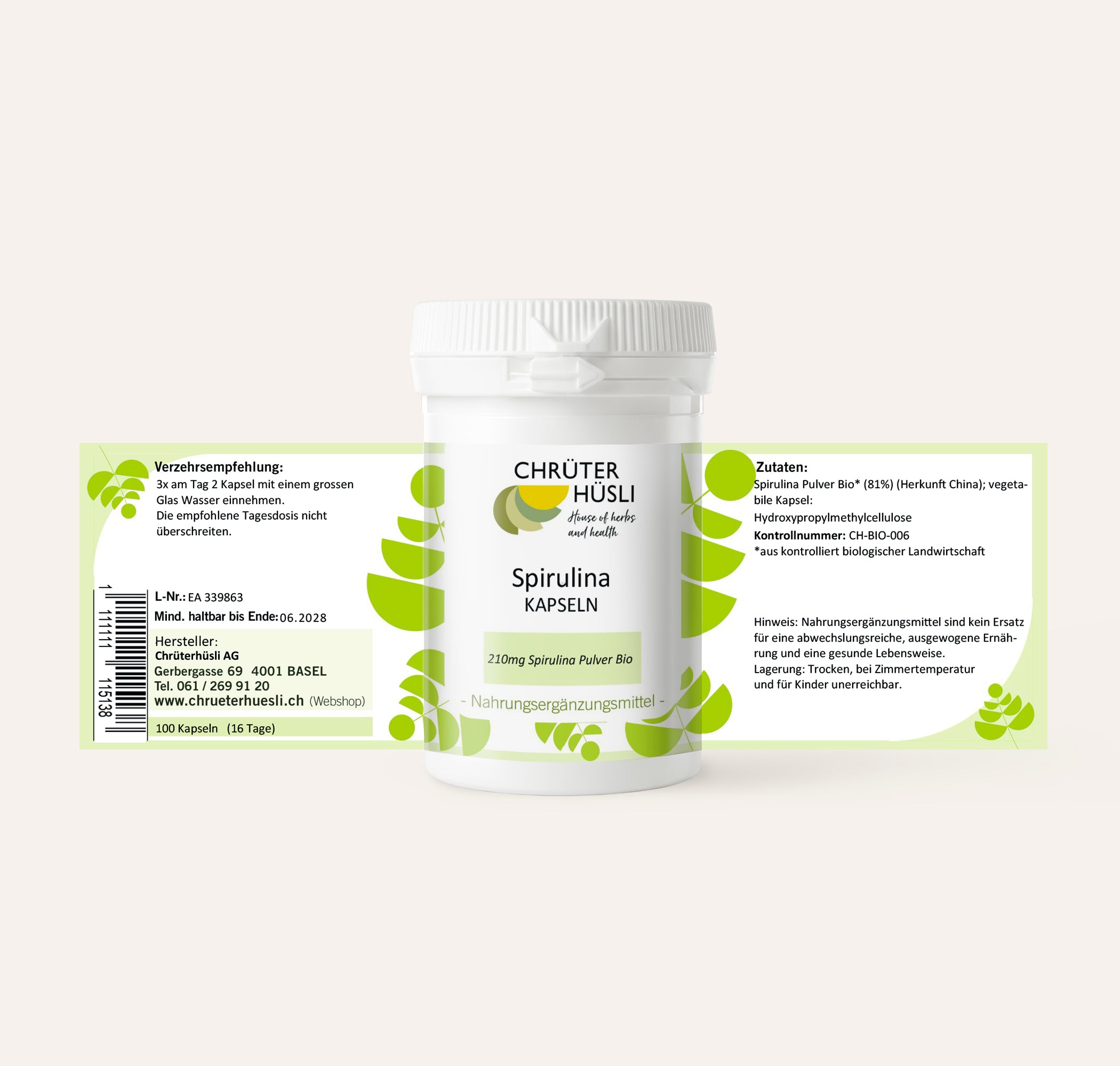 Spirulina Kapseln-etikette