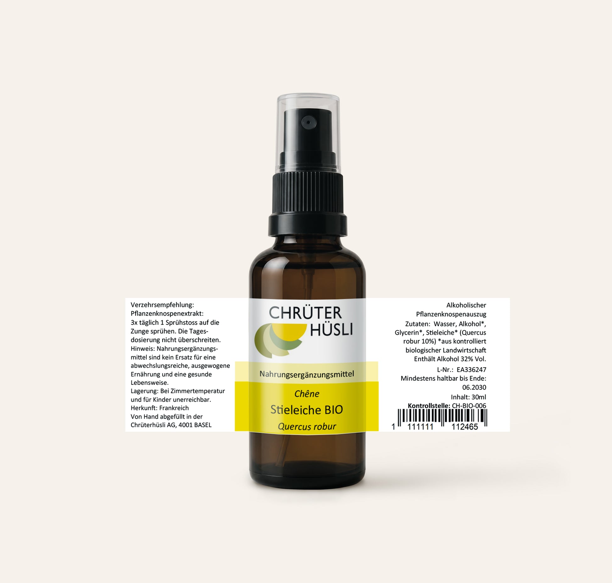 Stieleiche Glycerinmazerat-etikette