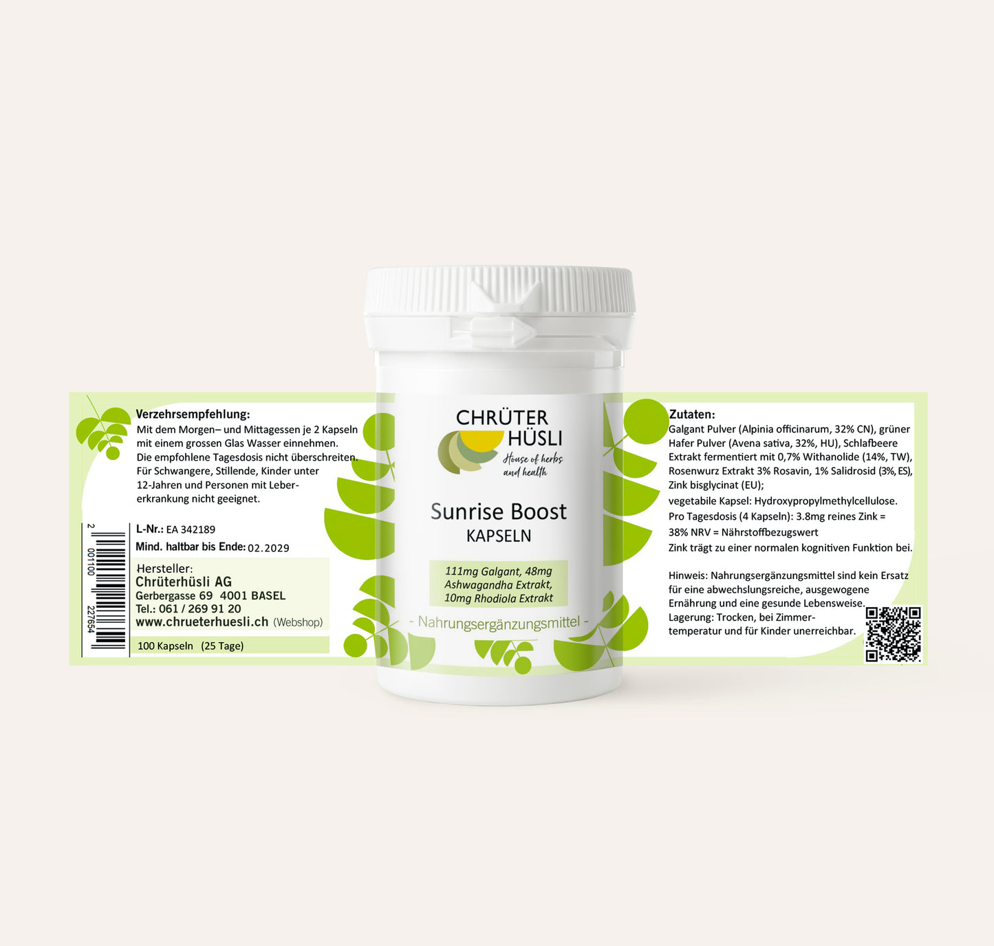 Sunrise Boost Kapseln-etikette
