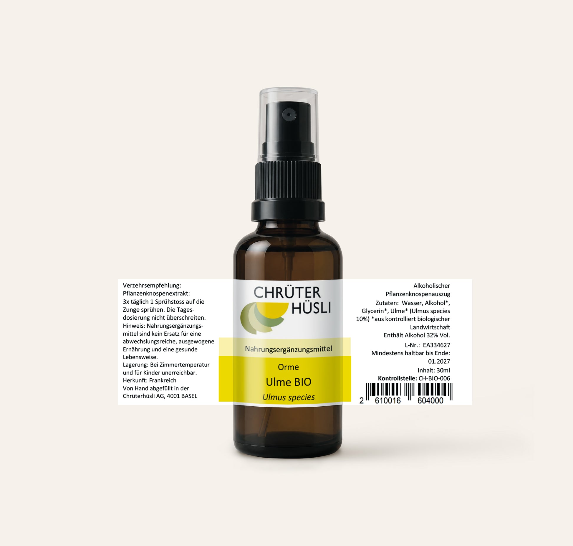 Ulme Glycerinmazerat-etikette