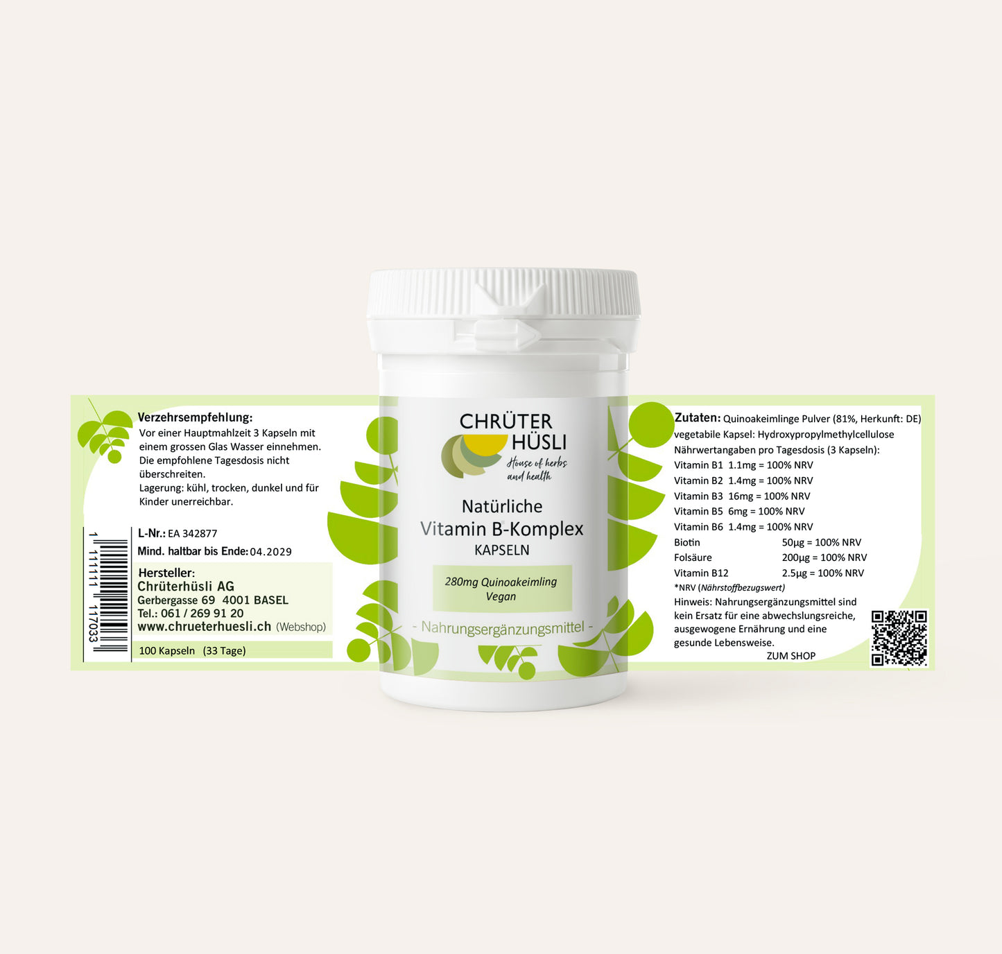 Vitamin B Komplex Kapseln-etikette