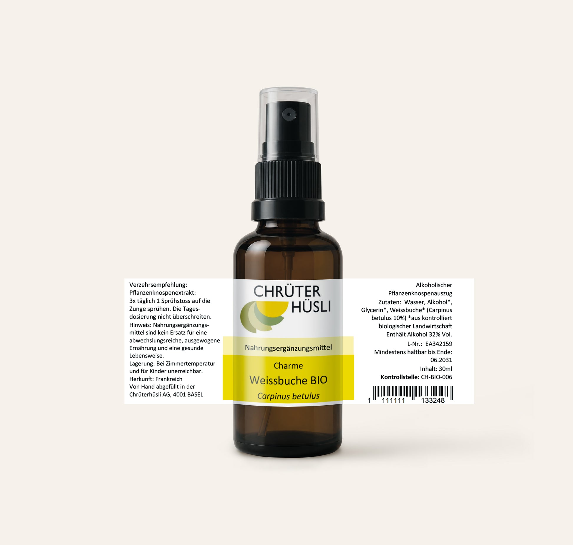 Weissbuche Glycerinmazerat-etikette