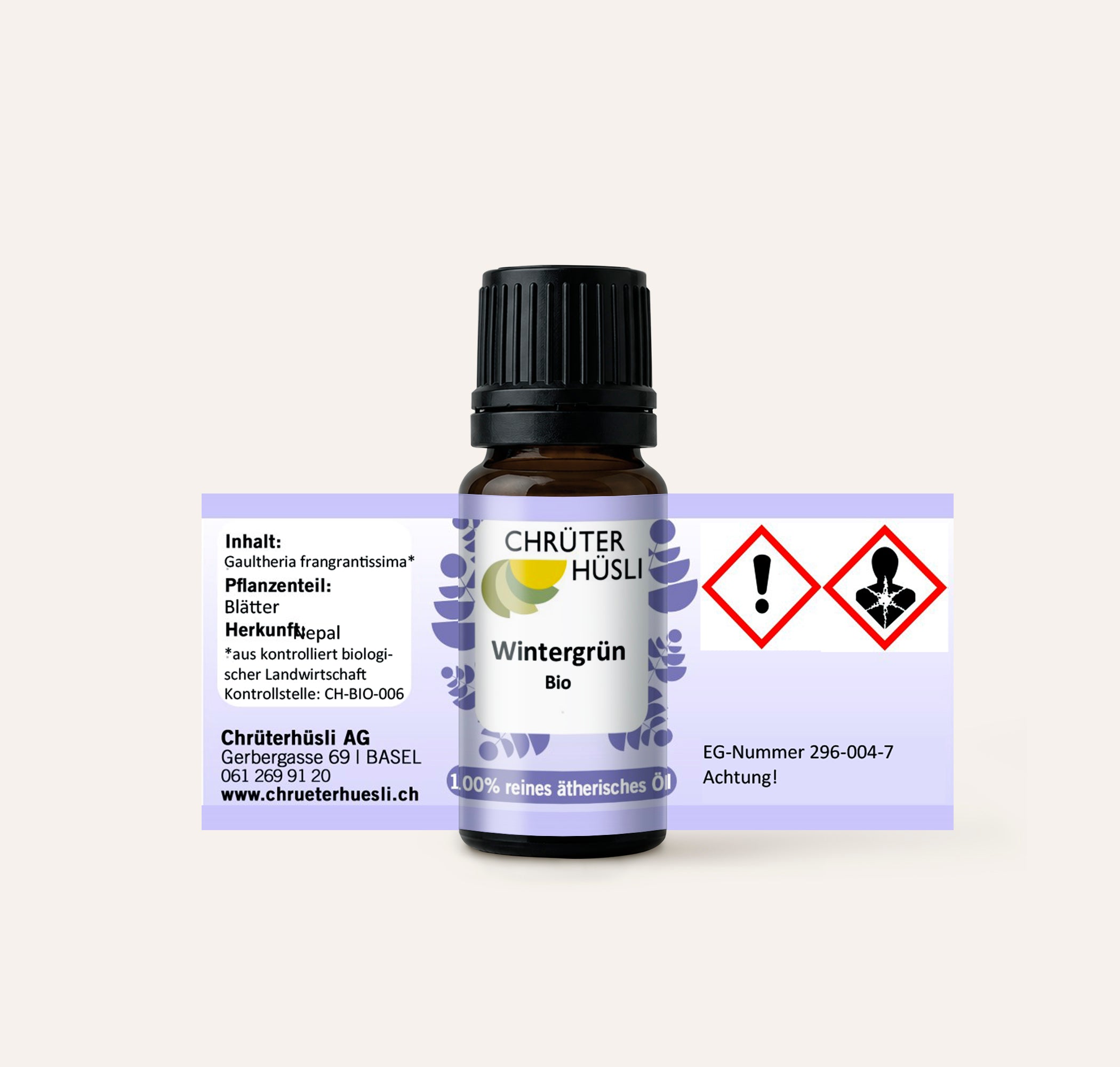 Wintergrün Öl-etikette