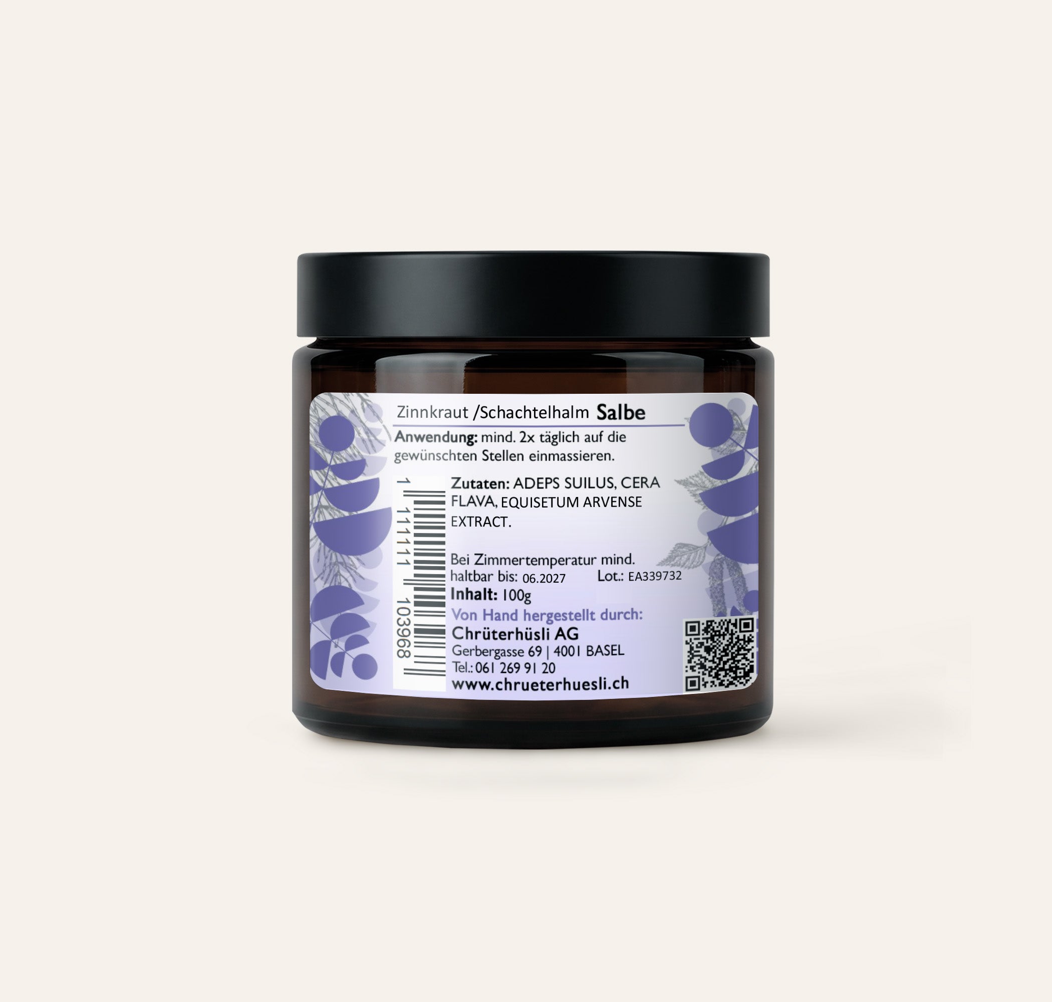 Zinnkraut Salbe-etikette